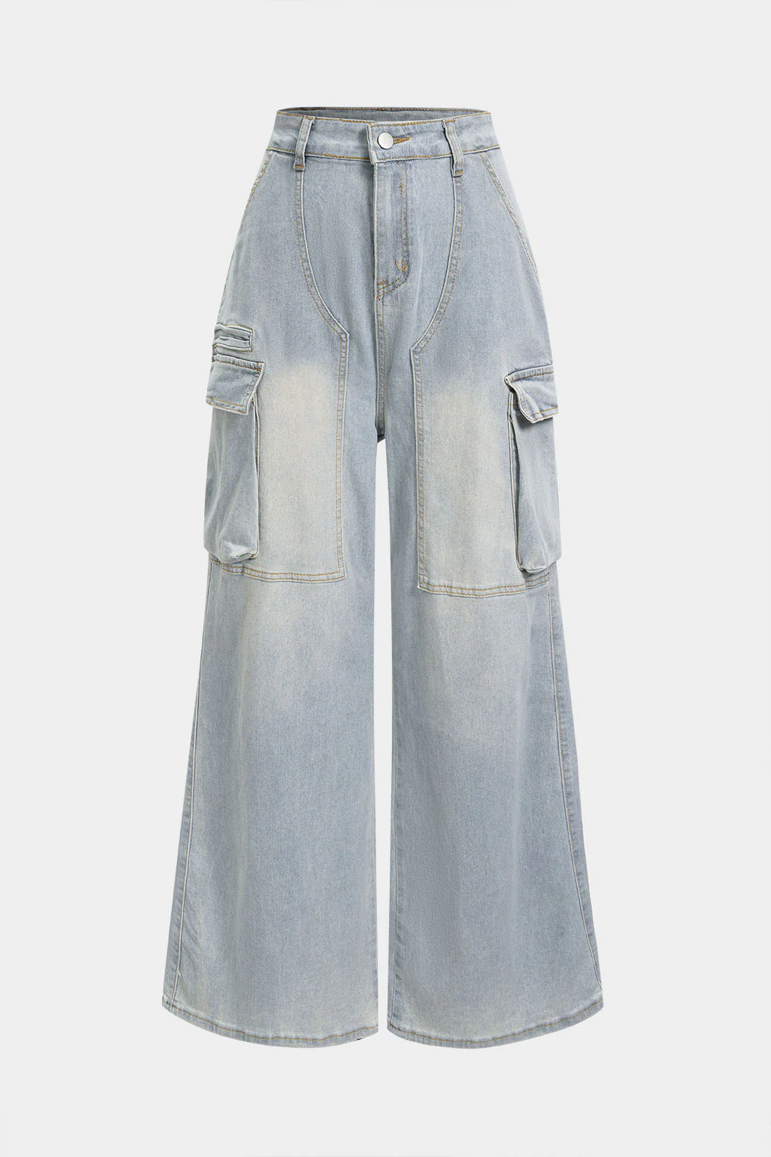 Denim Pocket Wide Leg Jeans