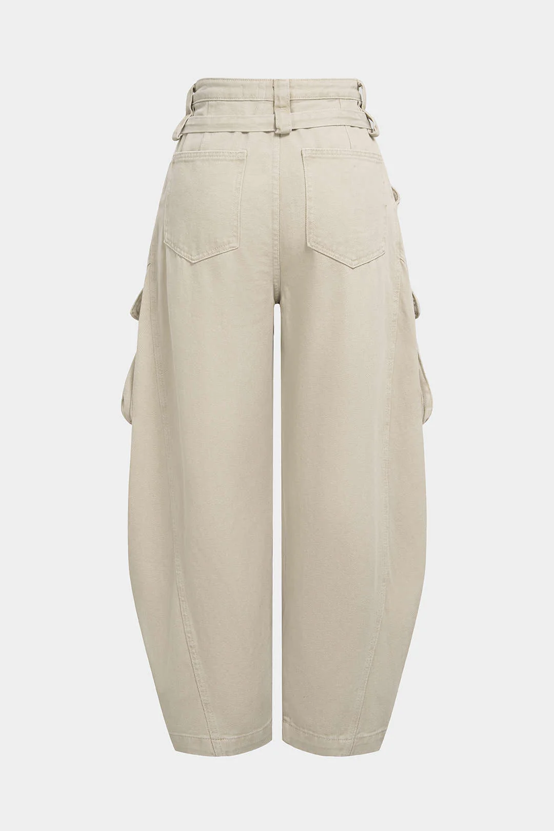 Denim Pocket Belted Wide Leg Jeans - Image 2