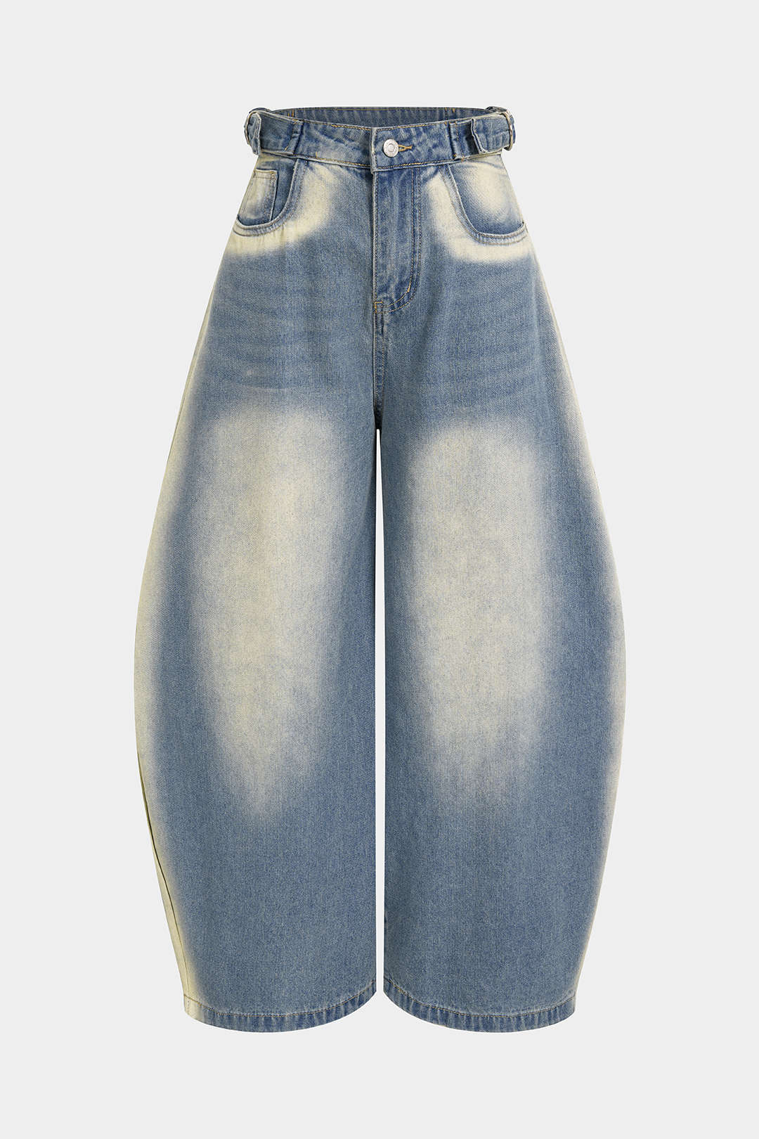 Denim Washed Pocket Wide Leg Jeans