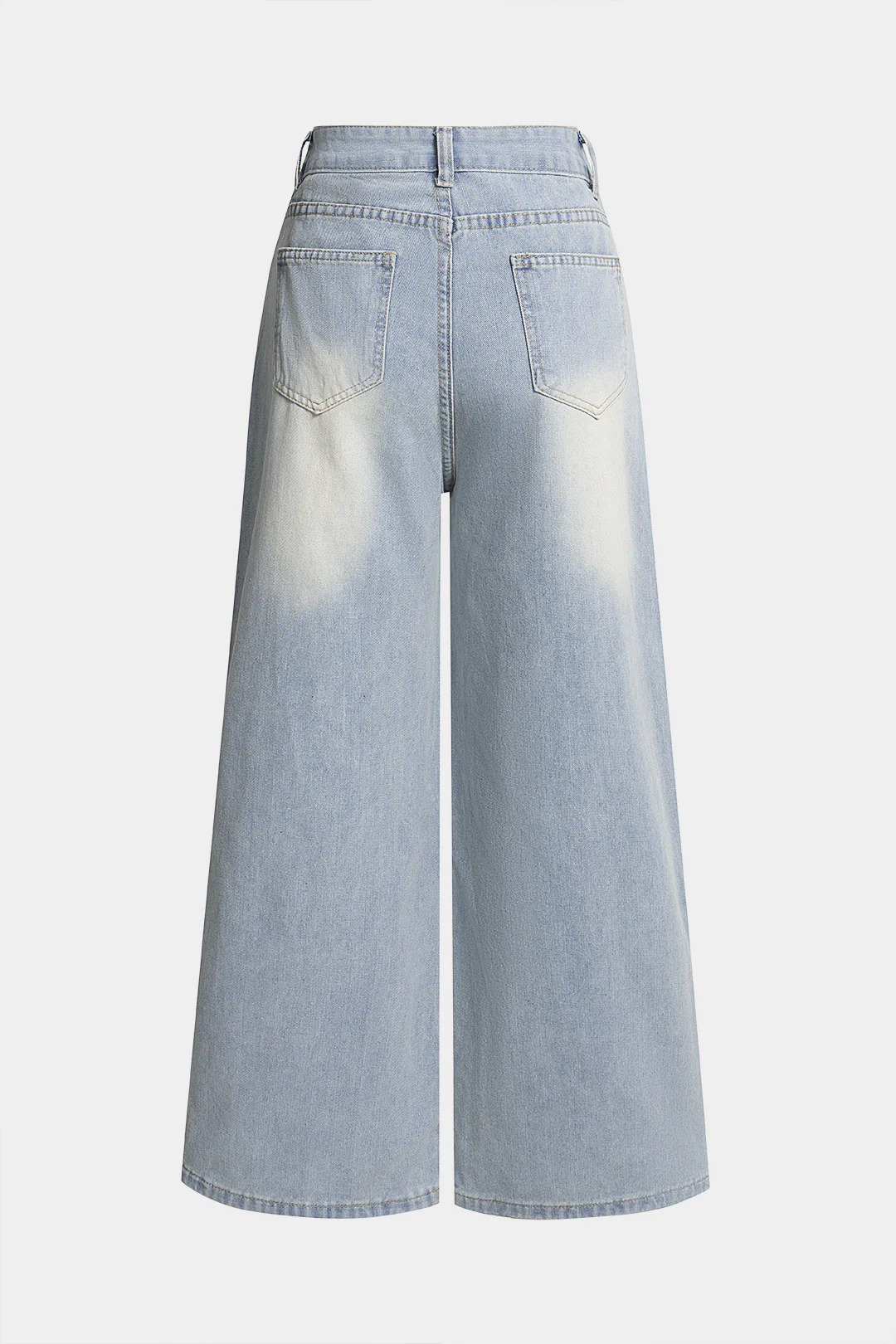 Denim Frayed Cut Out High Waist Straight Leg Jeans - Image 2