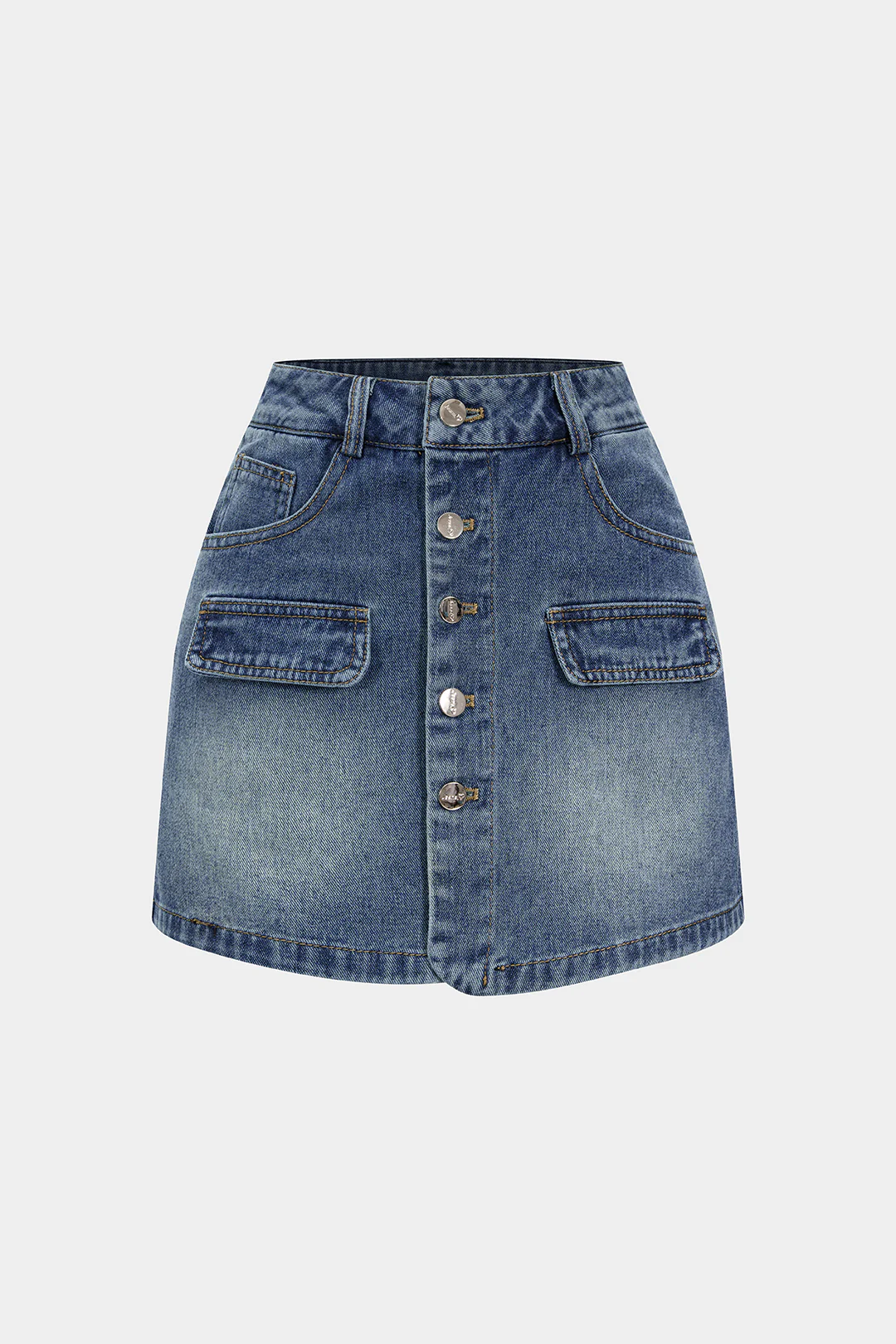 Denim Button High Waist Skirt