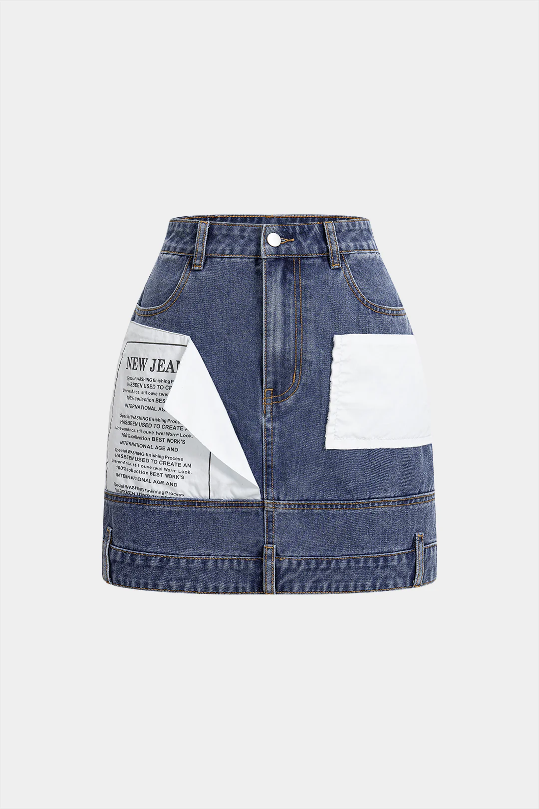 Denim Letter Print Asymmetrical Skirt