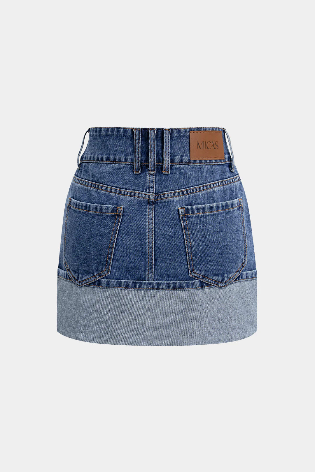 Denim Eyelet Cuffed Skirt - Image 2