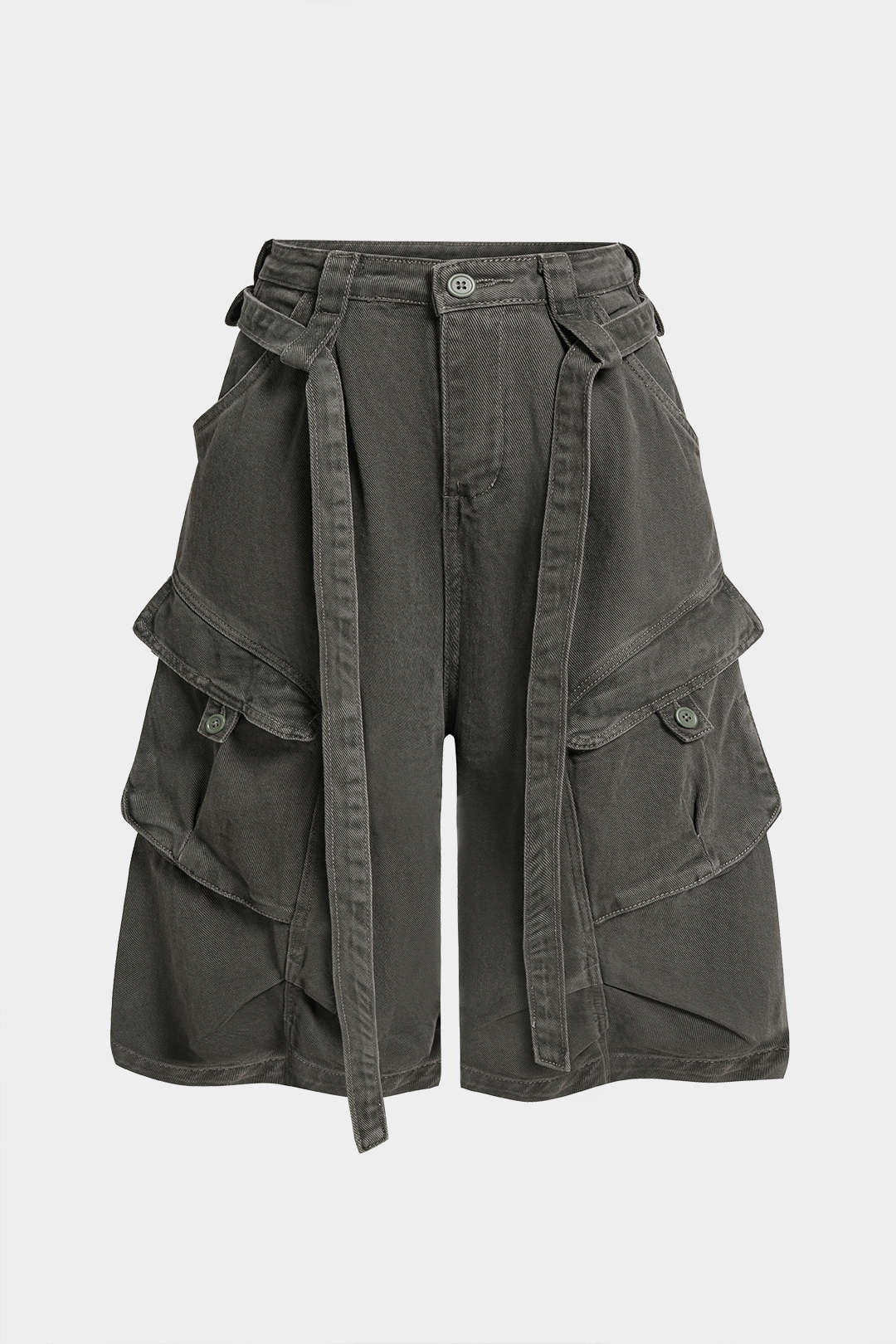 Denim Belted Pocket Shorts - Image 5