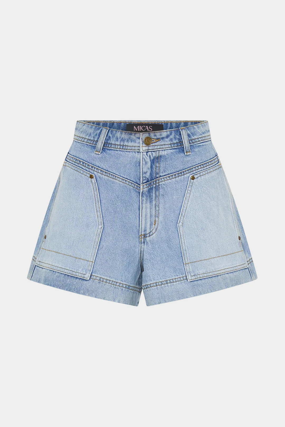 Denim Washed Pocket Wide Leg Shorts