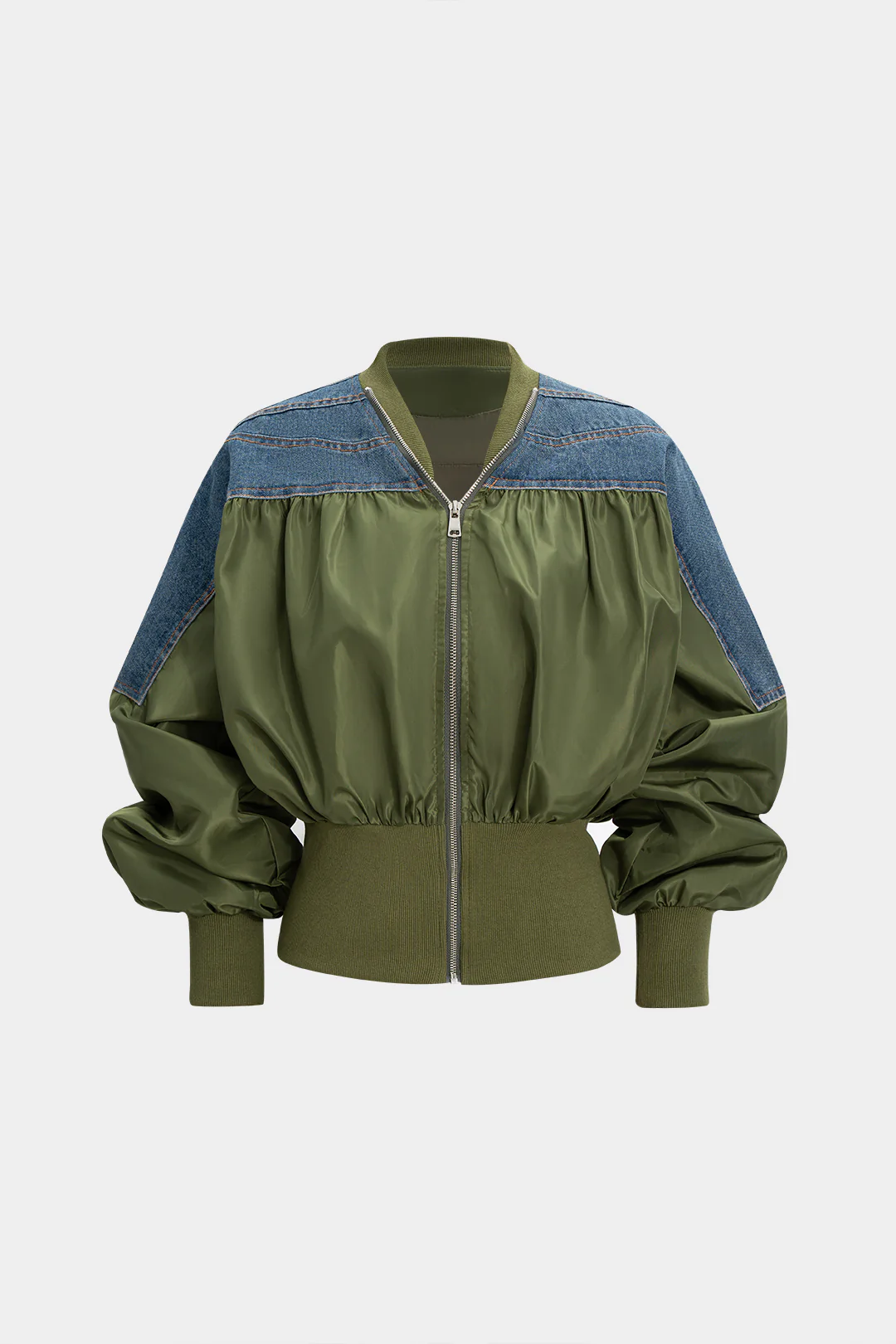 Denim Patchwork Zipper Jacket