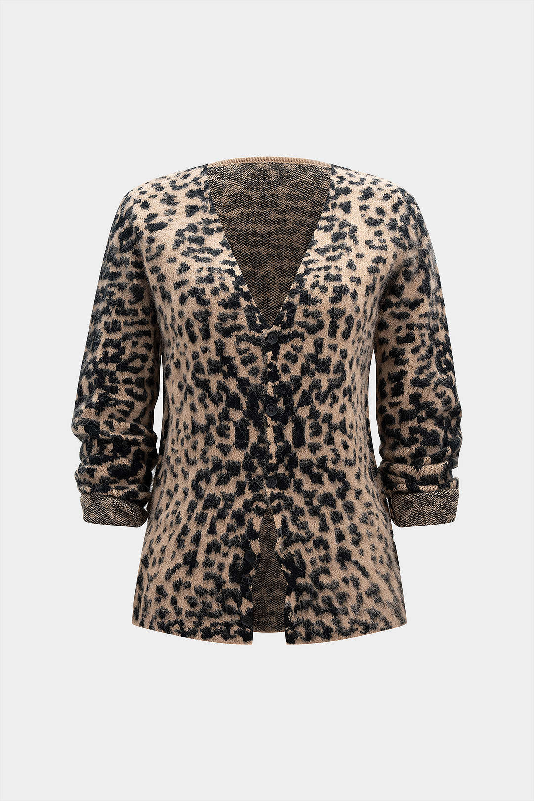 Retro Leopard Print V-Neck Jacket