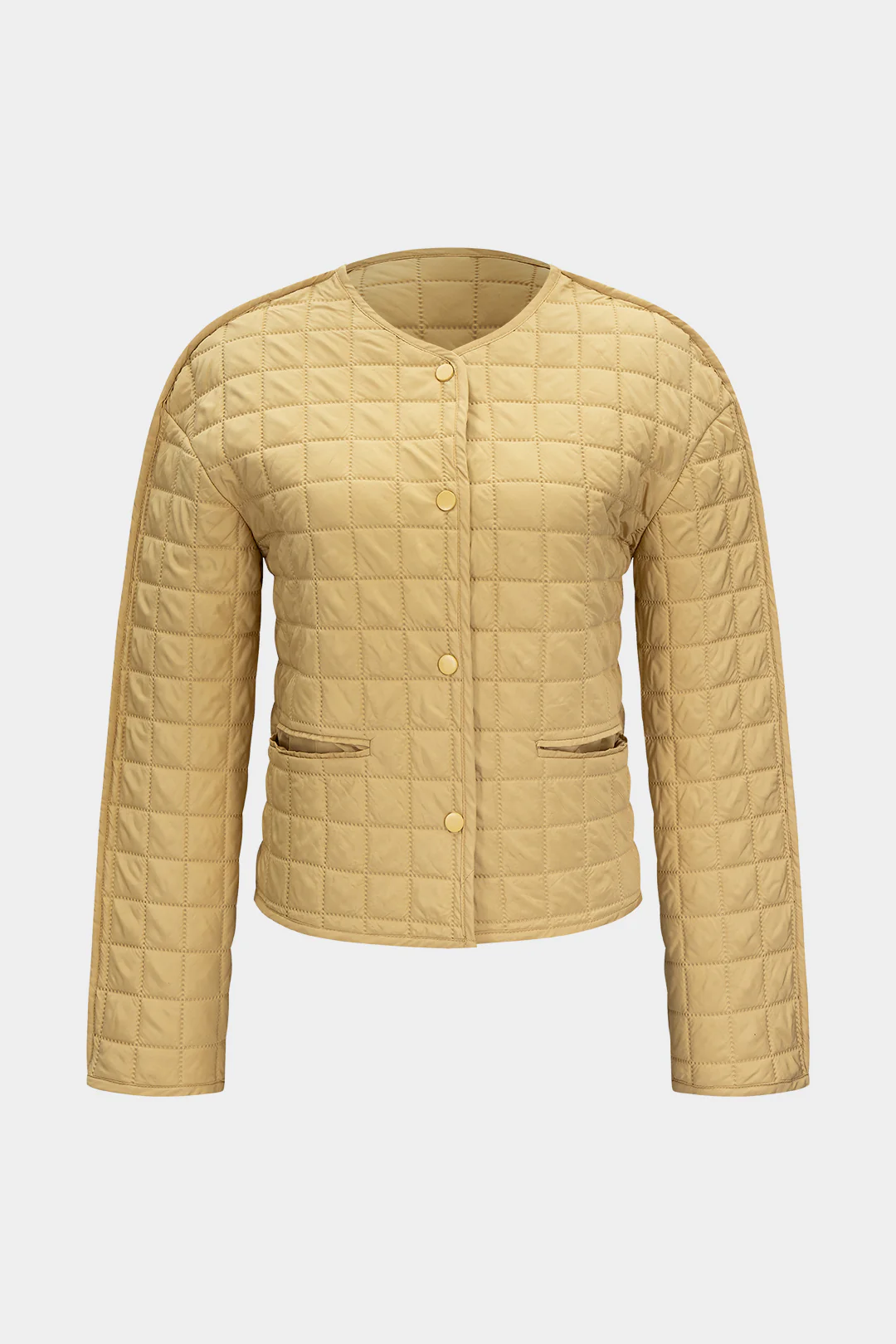 Button Plaid Puffer