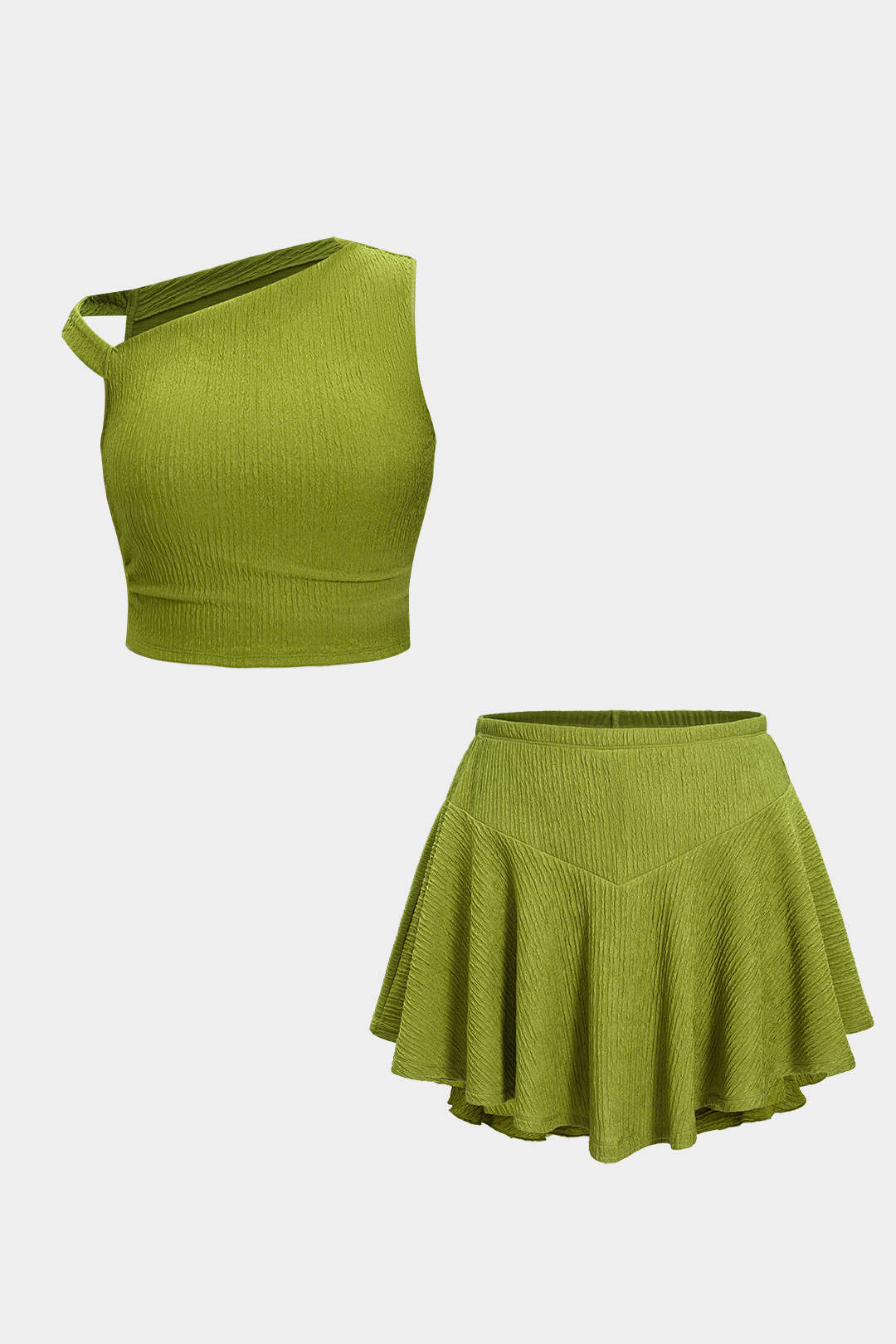 Plus Size Asymmetrical  Top And Skort Set - Image 3