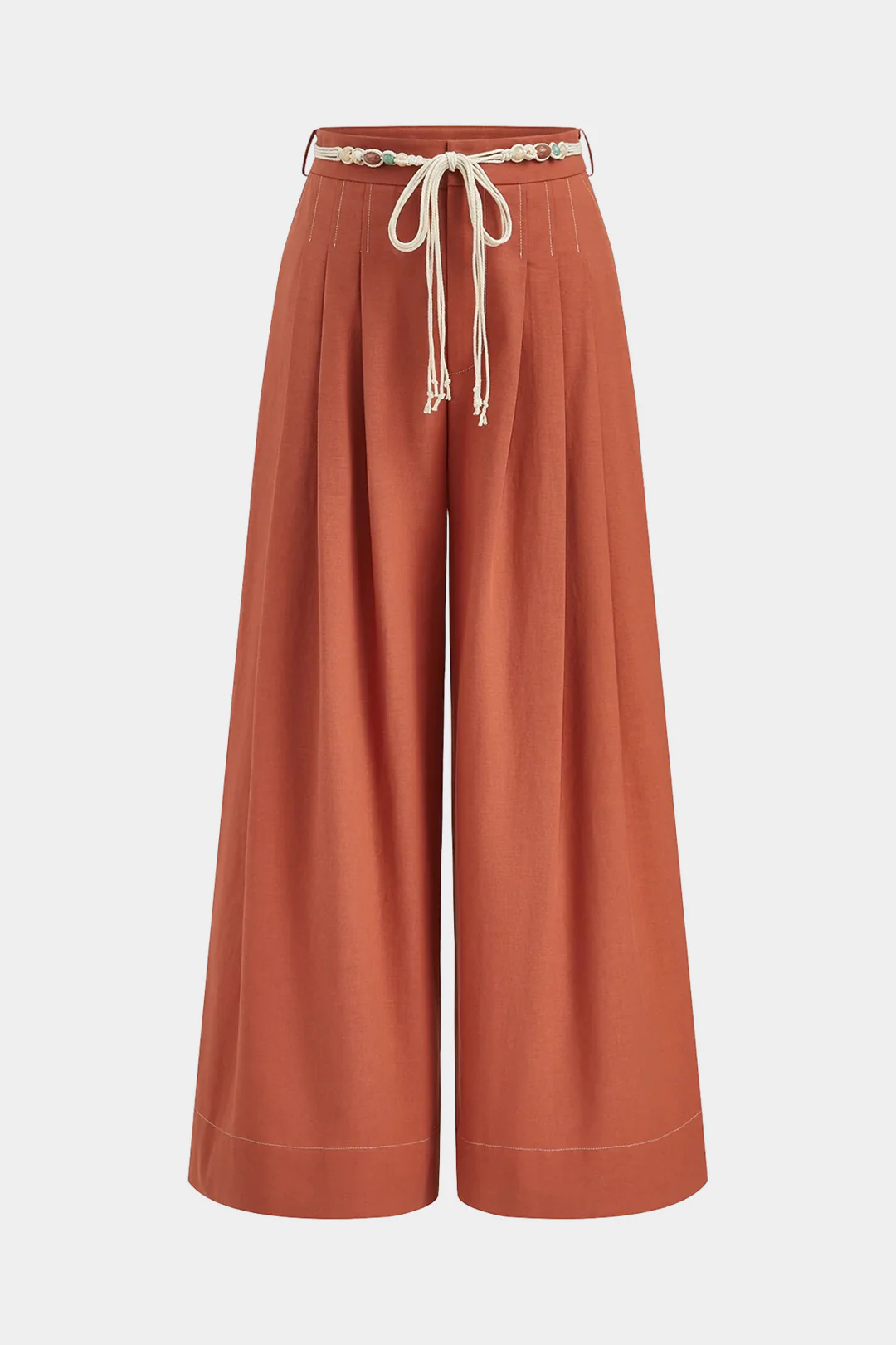 Linen Belted Wide Leg Pants