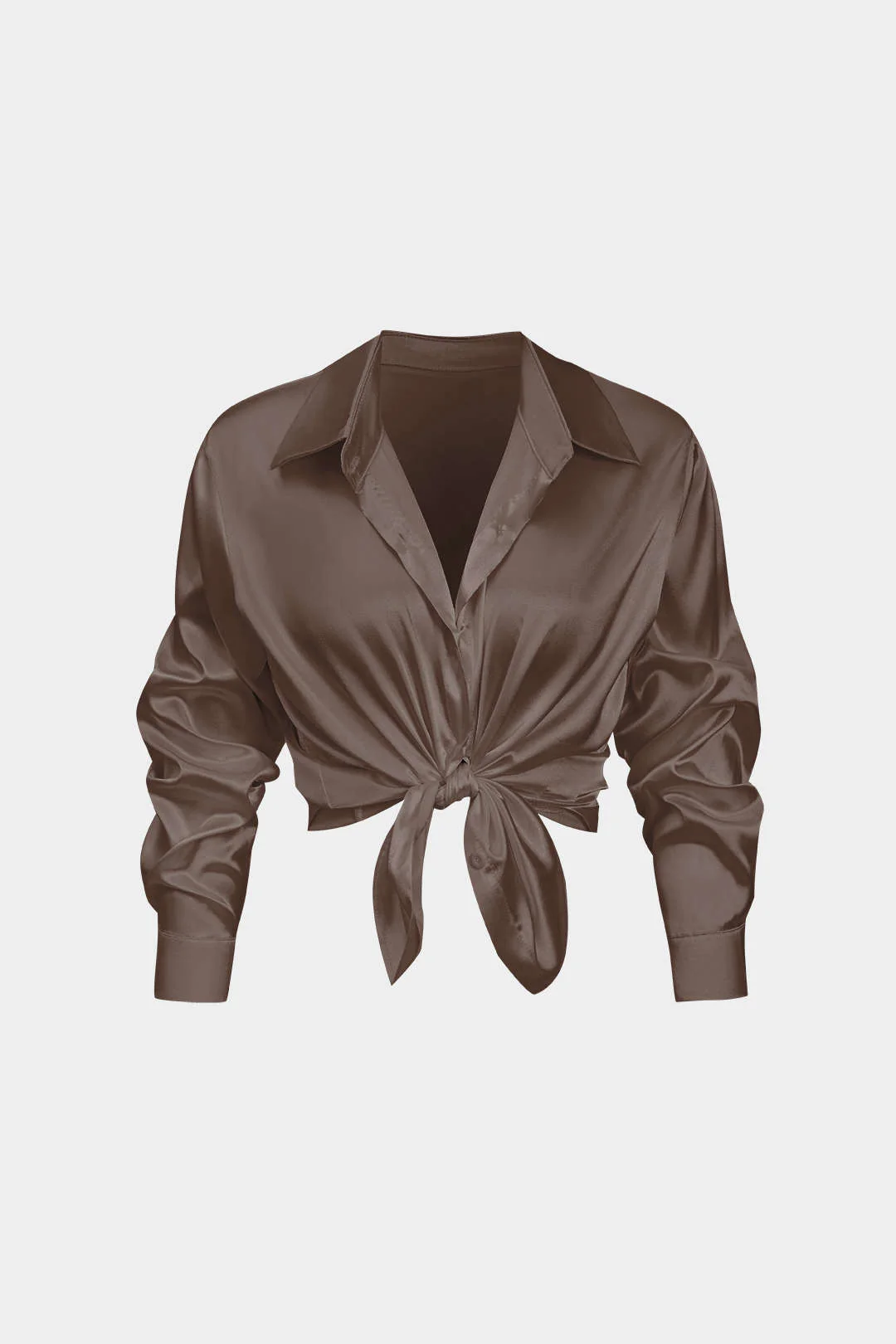 Basic Solid Satin Long-Sleeve Shirt - Image 6