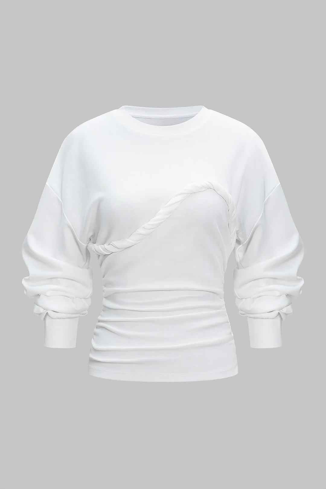 Twist Knot Ruched Long Sleeve Sweatshirt
