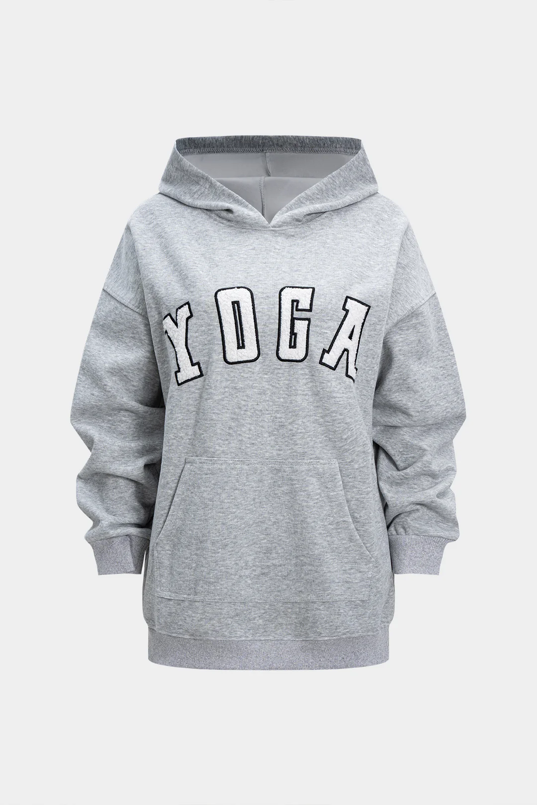 Letter Embroidery Patchwork Pocket Hoodie