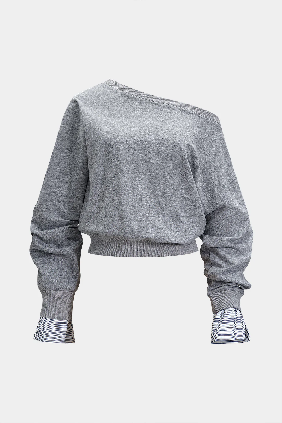 Striped Print One-Shoulder Long Sleeve Sweatshirt