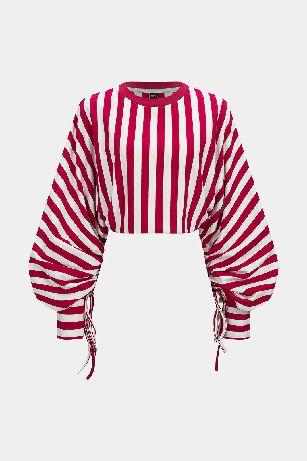 Contrast Stripes Print Tie-Up Long Sleeve Sweatshirt