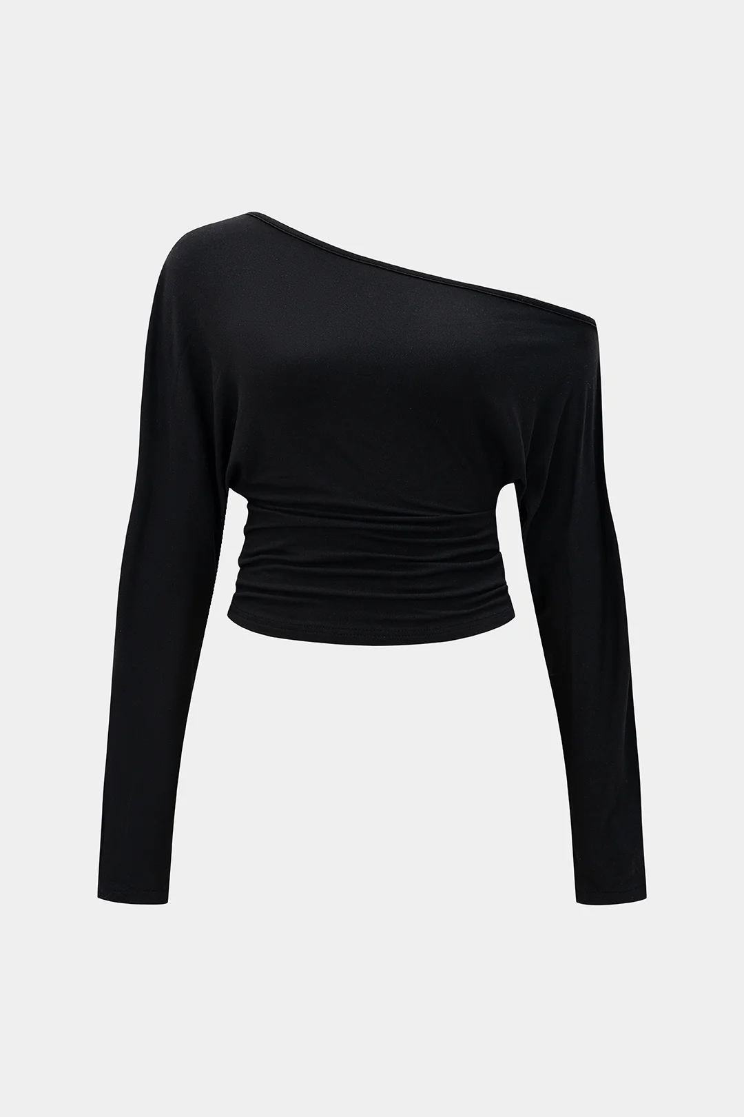 Plus Size One Shoulder Long-Sleeve Top