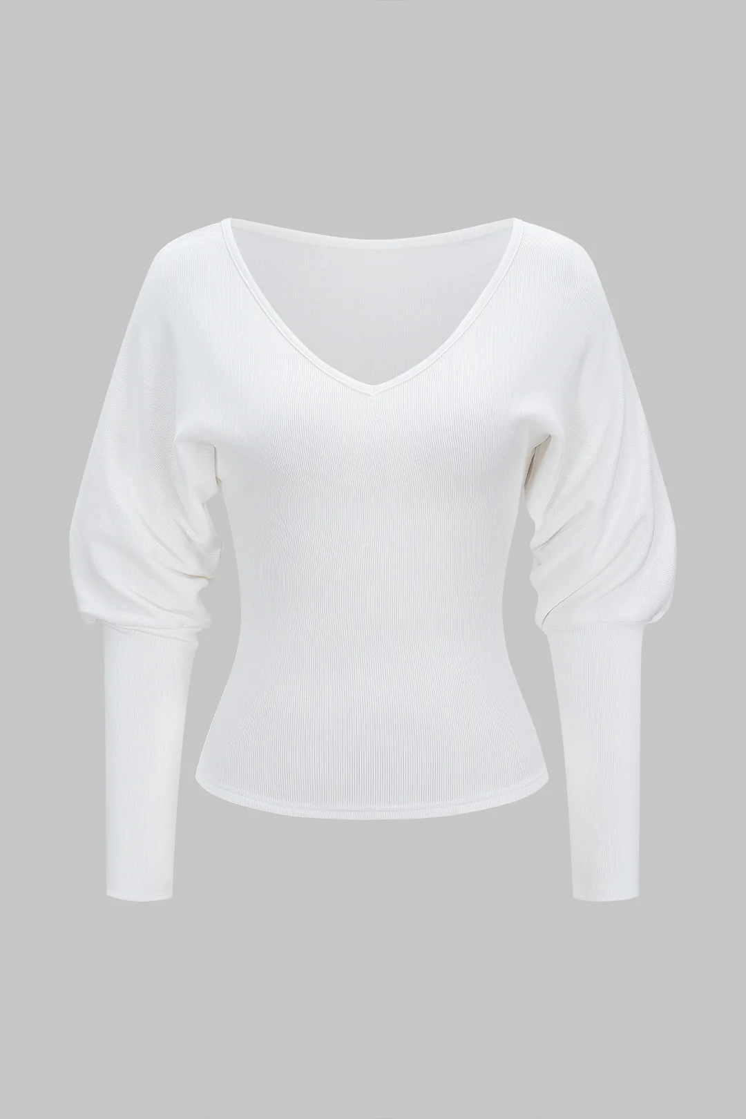 V-Neck Ruched Long-Sleeve Sweatshirt