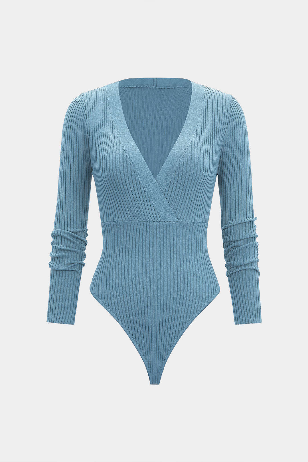 Knit V-Neck Long Sleeve Bodysuit - Image 5