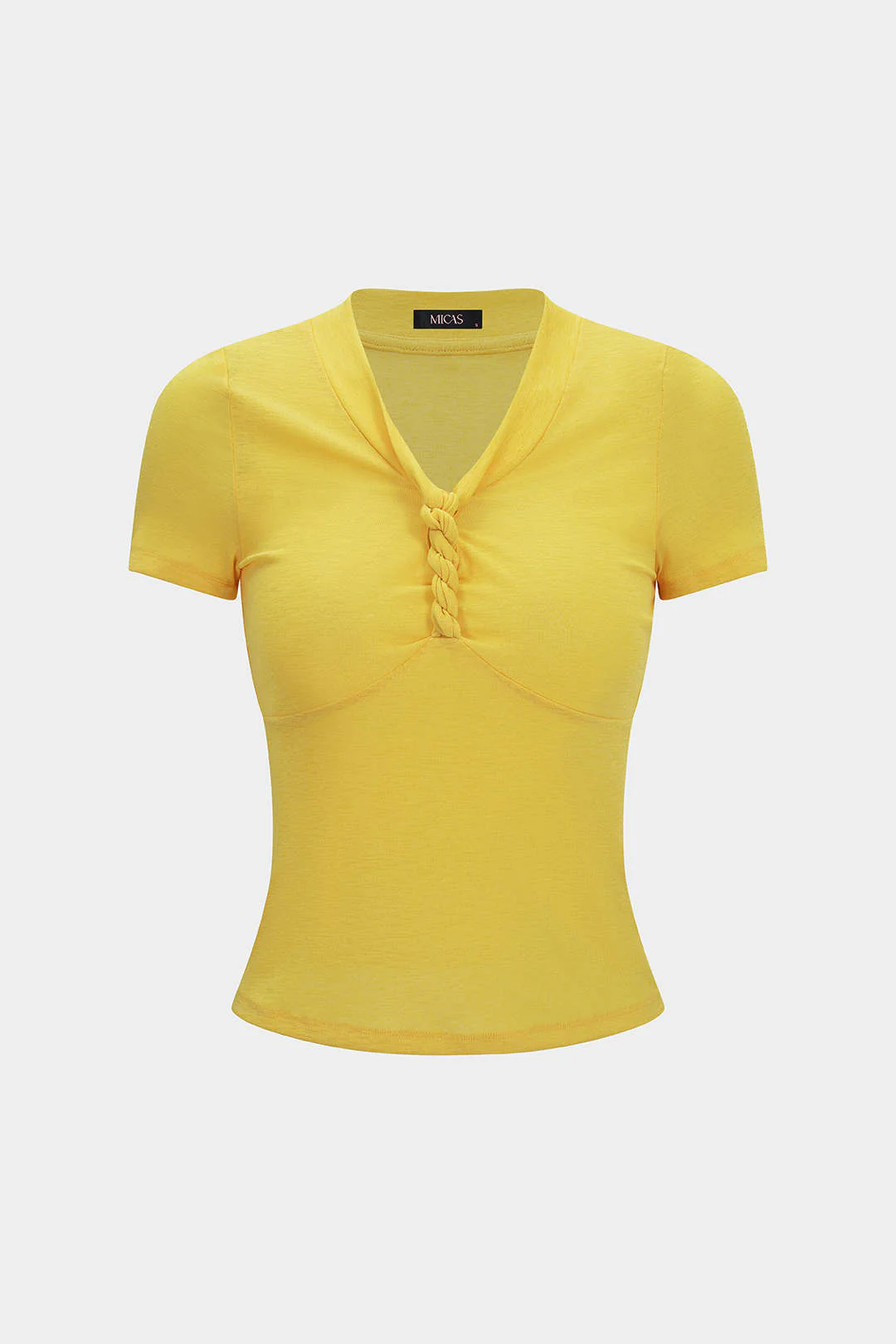 V-Neck Twist Knot Short Sleeve T-Shirt - Image 2