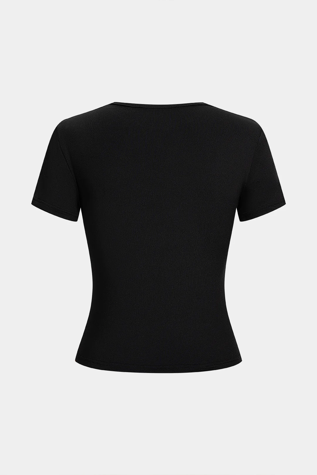 Metallic Round Neck Cut Out Short Sleeve T-Shirt - Image 2
