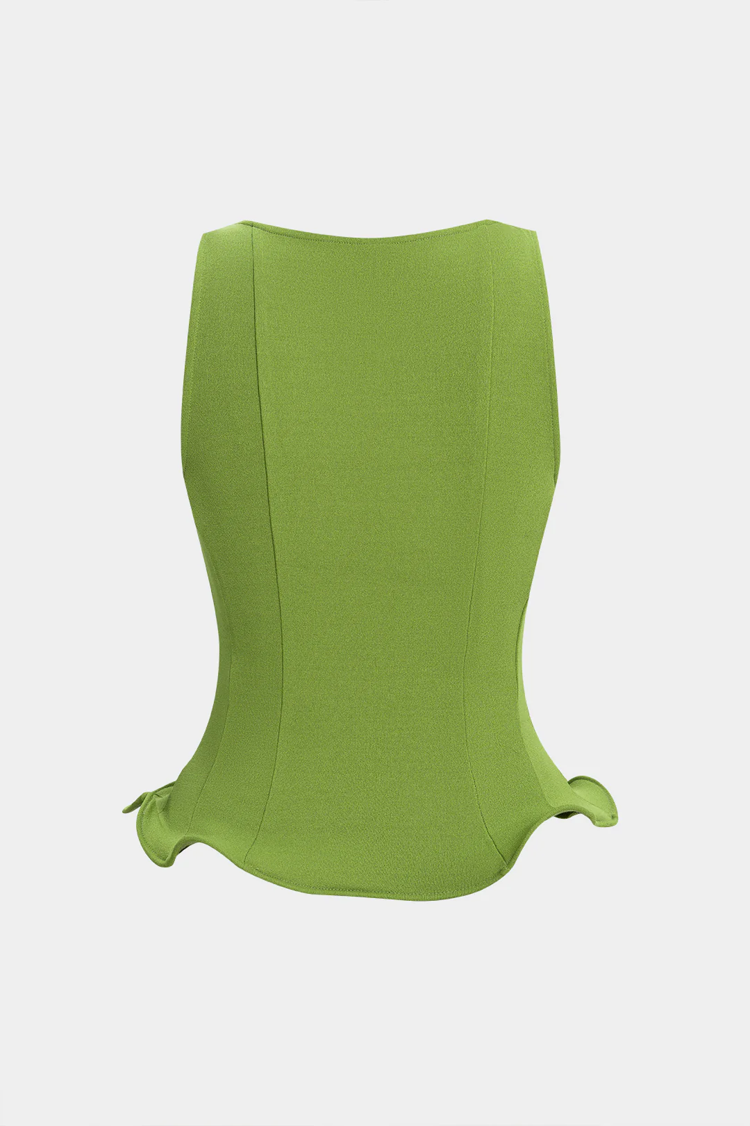 Solid Round Neck Ruffle Tank Top - Image 2