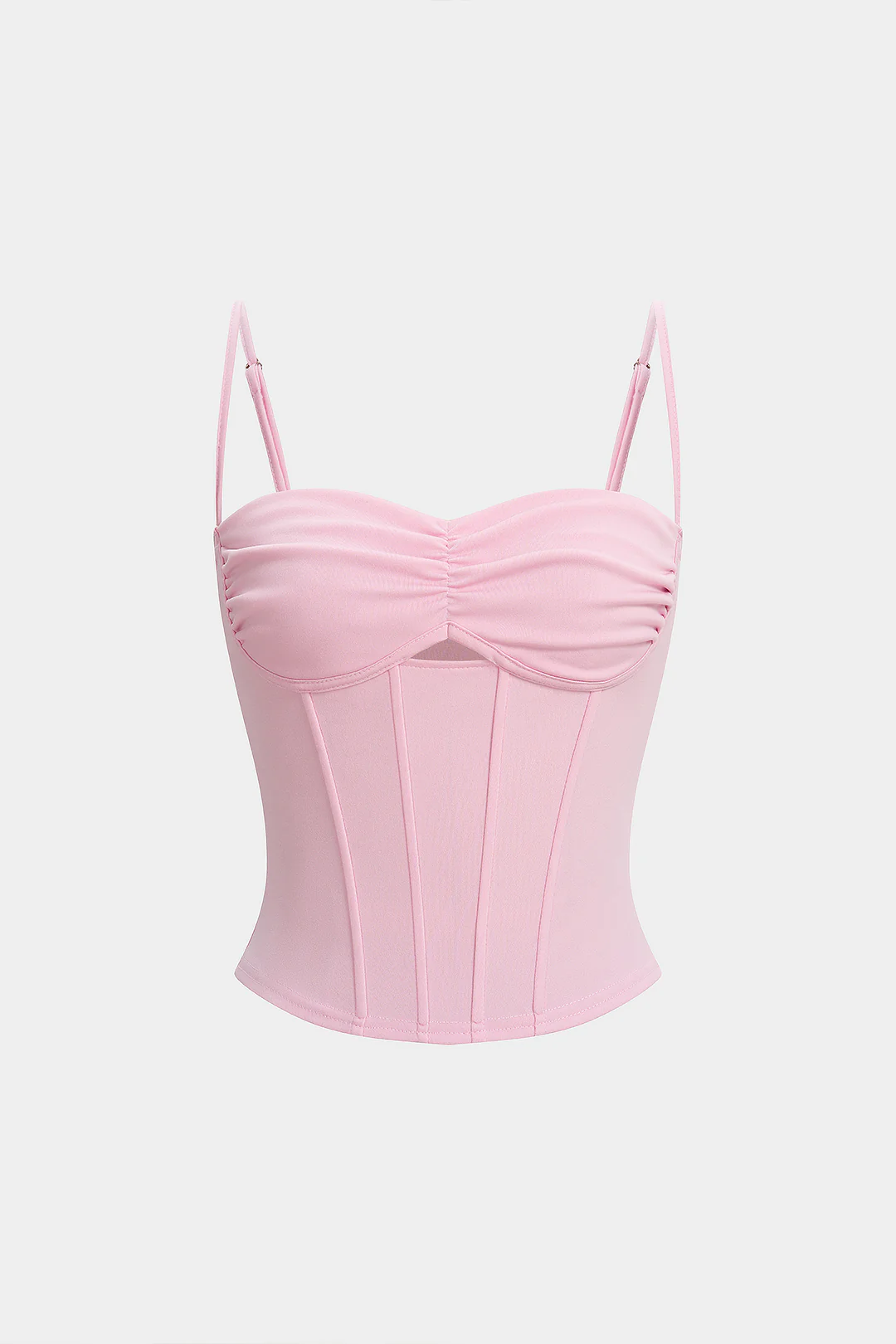 Solid Corset Cut Out Ruched Cami Top