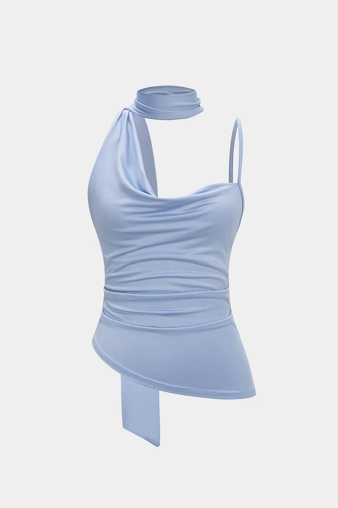 Asymmetrical Halter Neck Ruched Cami Top