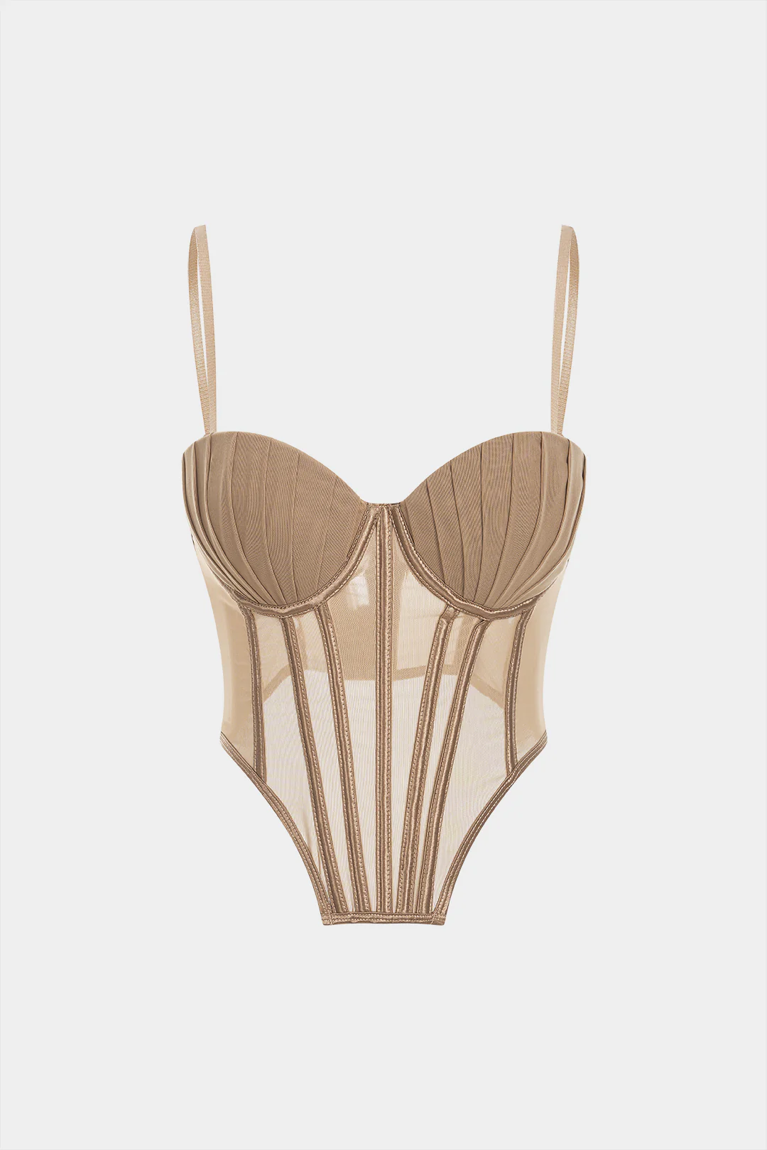 Mesh Patchwork Corset Cami Top