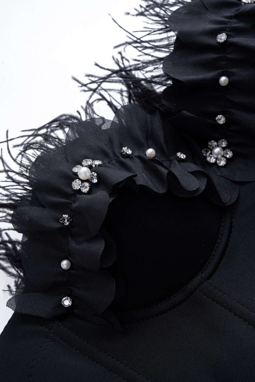 Pearls Rhinestone Decor 3D Flower Buckle Cami Top - Image 3