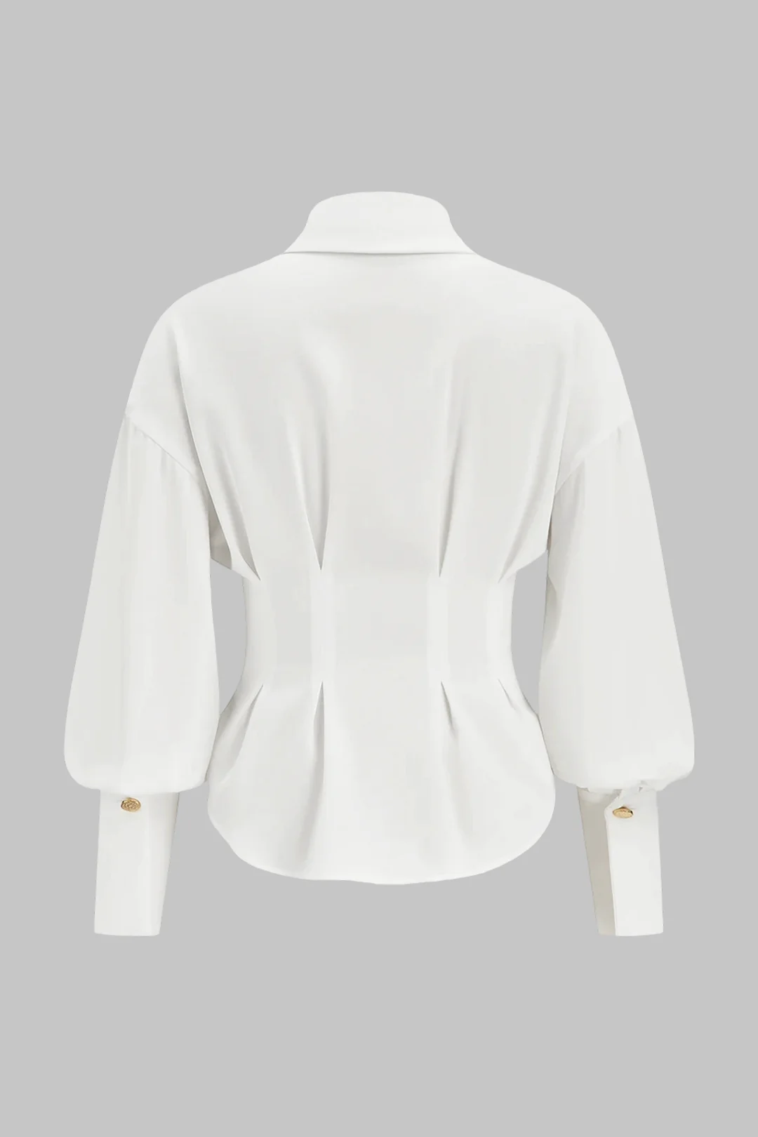 Lapel Metallic Irregular Button Long Sleeve Shirt - Image 2