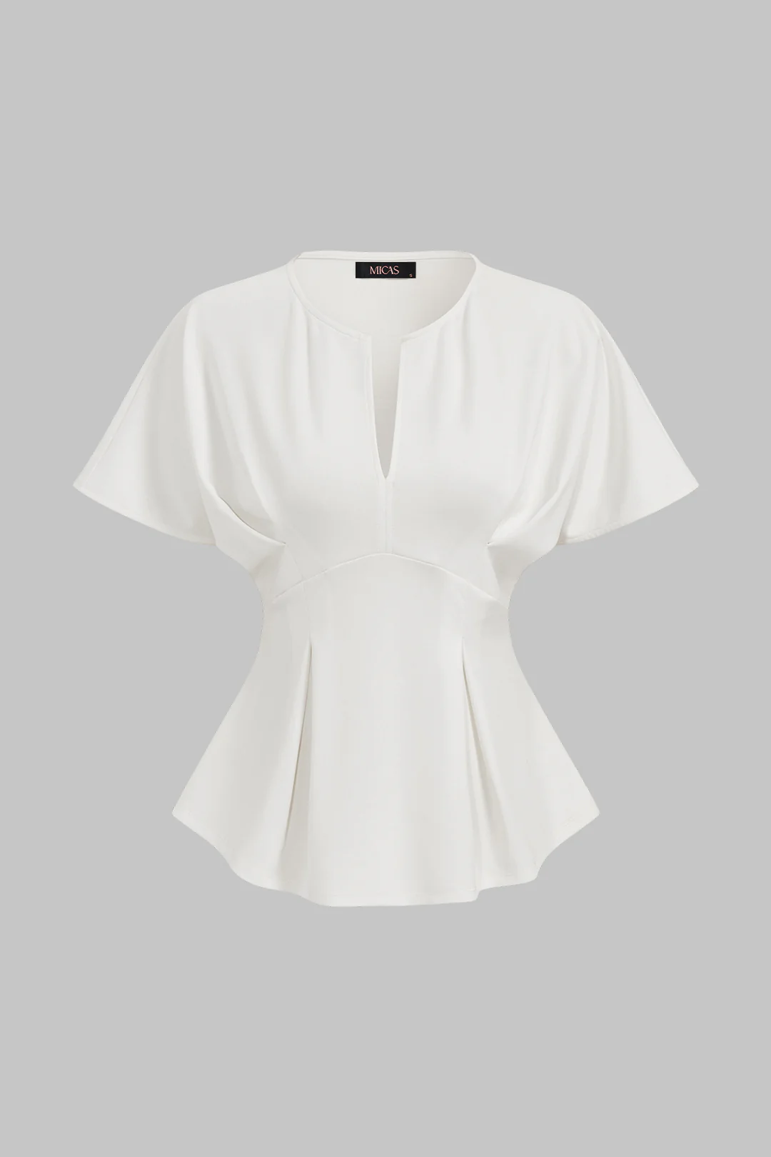 V-Neck Ruched Short-Sleeve Shirt