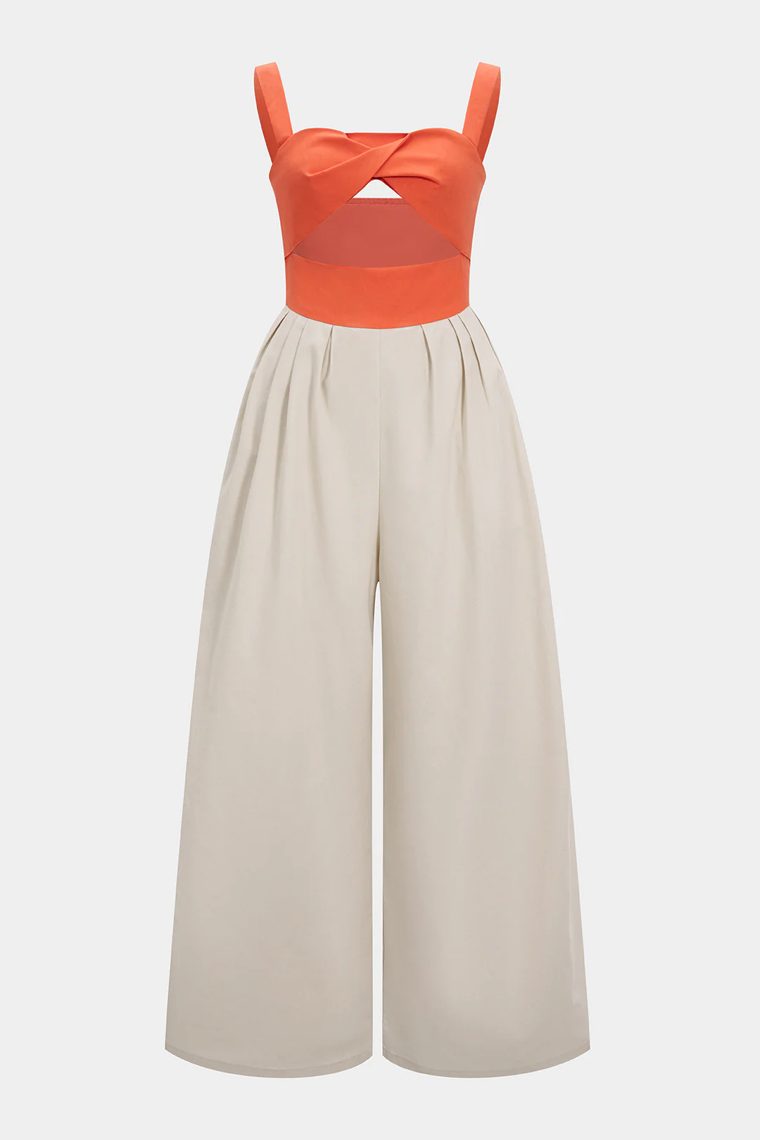 Contrast Cut Out Twist Knot Sleeveless Jumpsuit