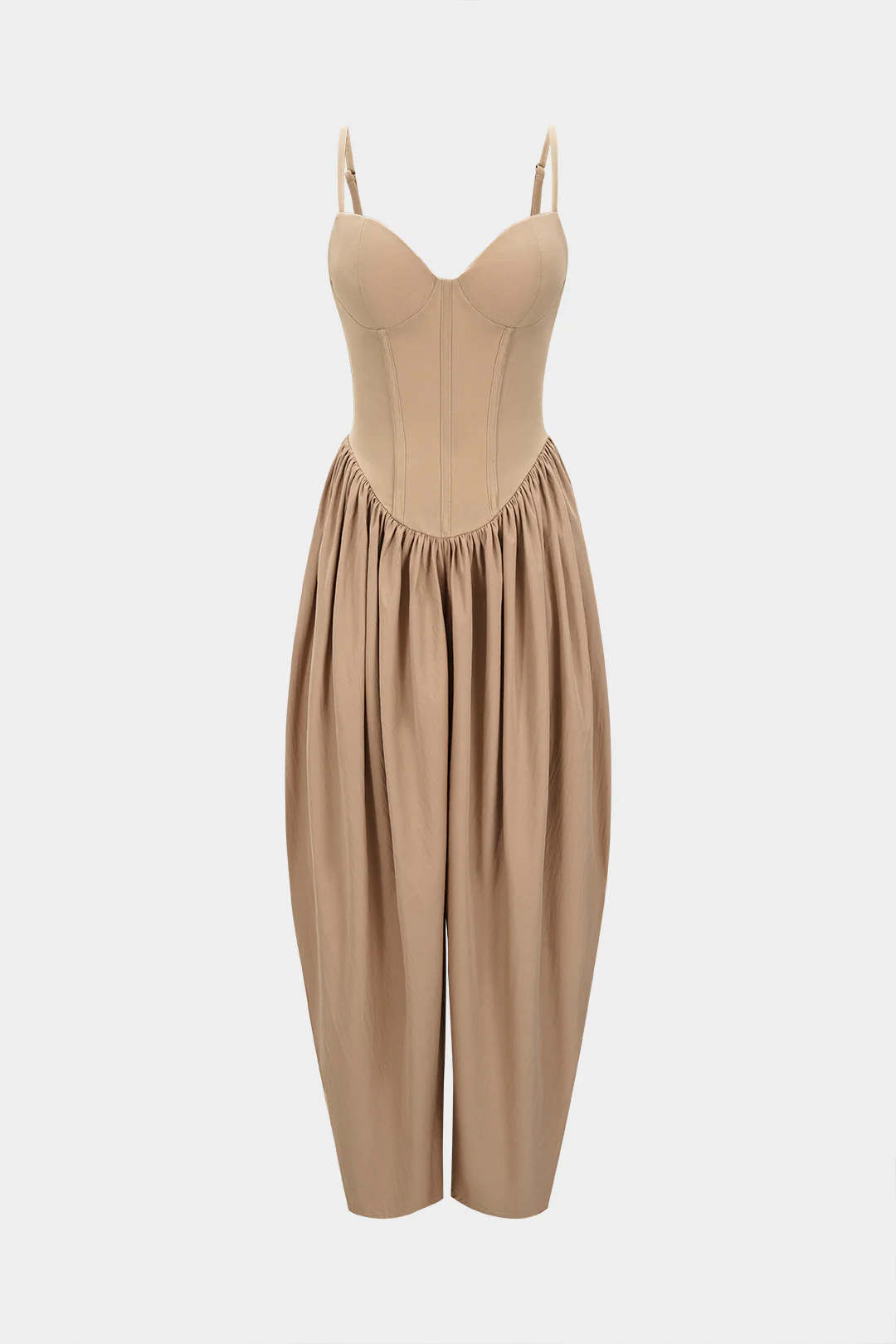 Solid Corset Ruched Slip Sleeveless Jumpsuit