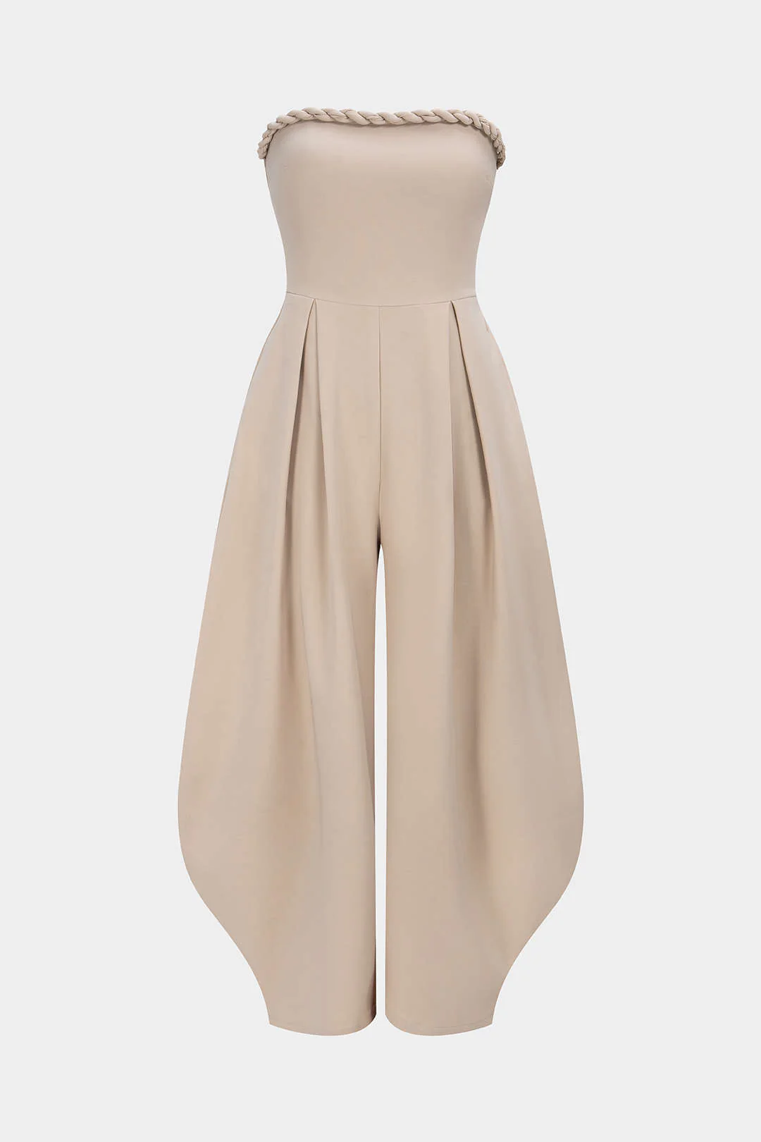 Twist Knot Strapless Sleeveless Wide Leg Jumpsuit