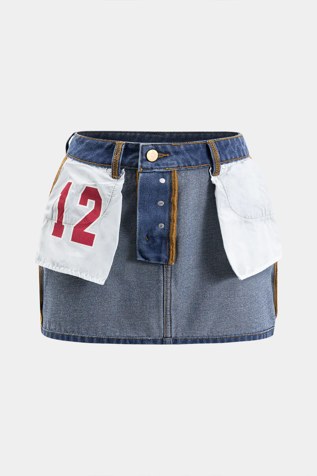 Plus Size Denim Pocket Skirt