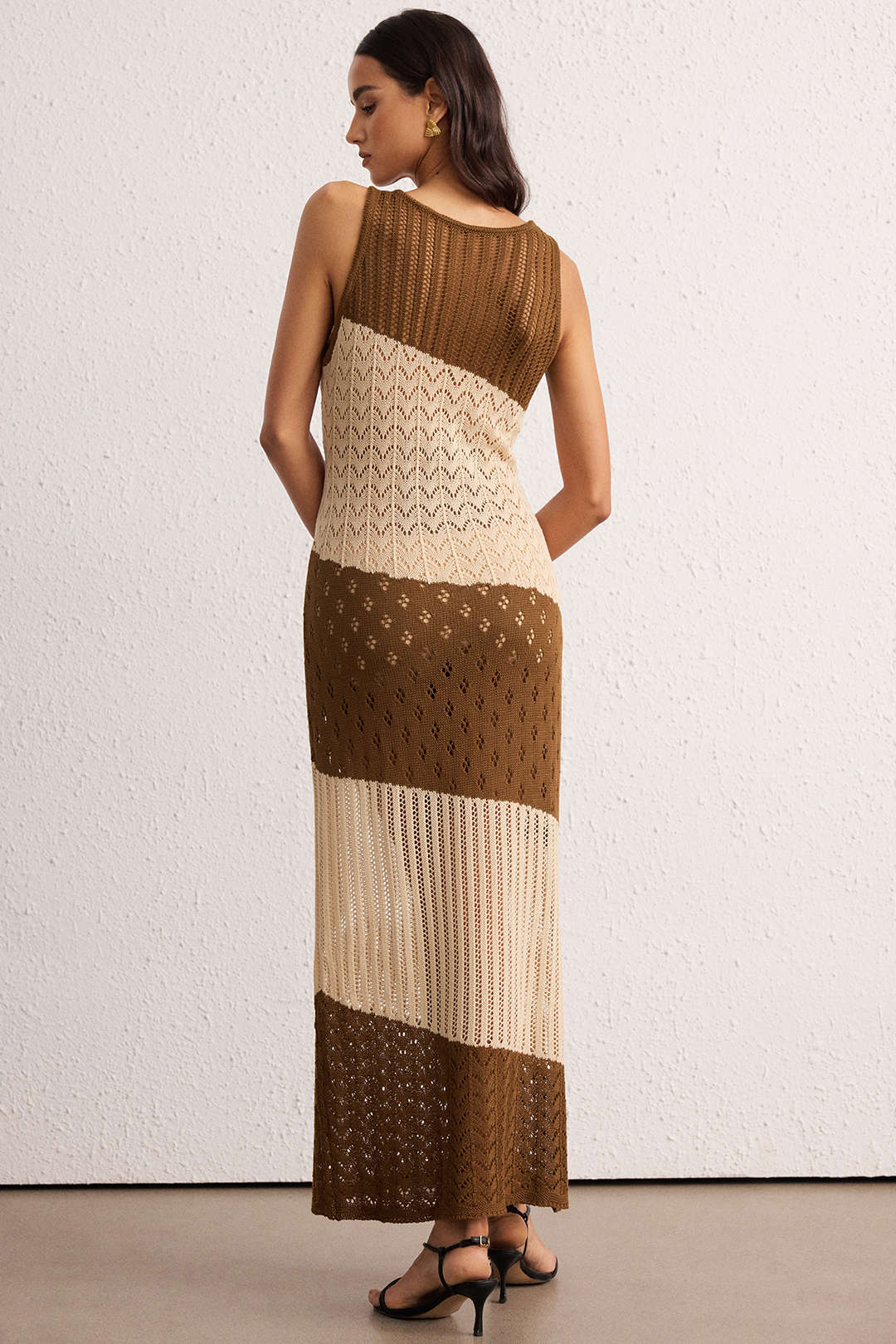 Knit Contrast Hollow Out Cover Up - Image 2