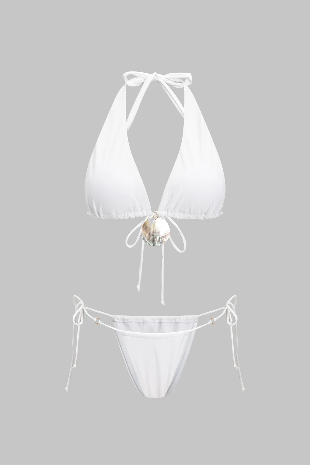 Shell Decor Halter Neck Tie Up Bikini Set