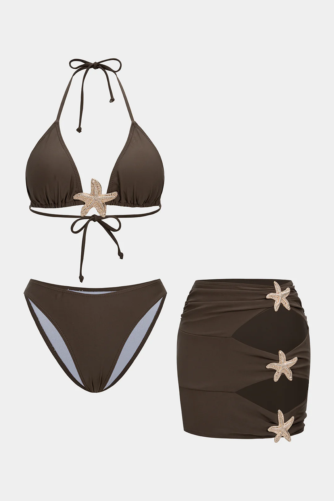 Metallic Cut Out Tie Back Bikini Set
